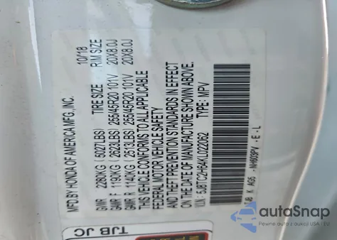 2019 Acura Rdx A-Spec from USA, damaged, VIN 5J8TC2H64KL022062